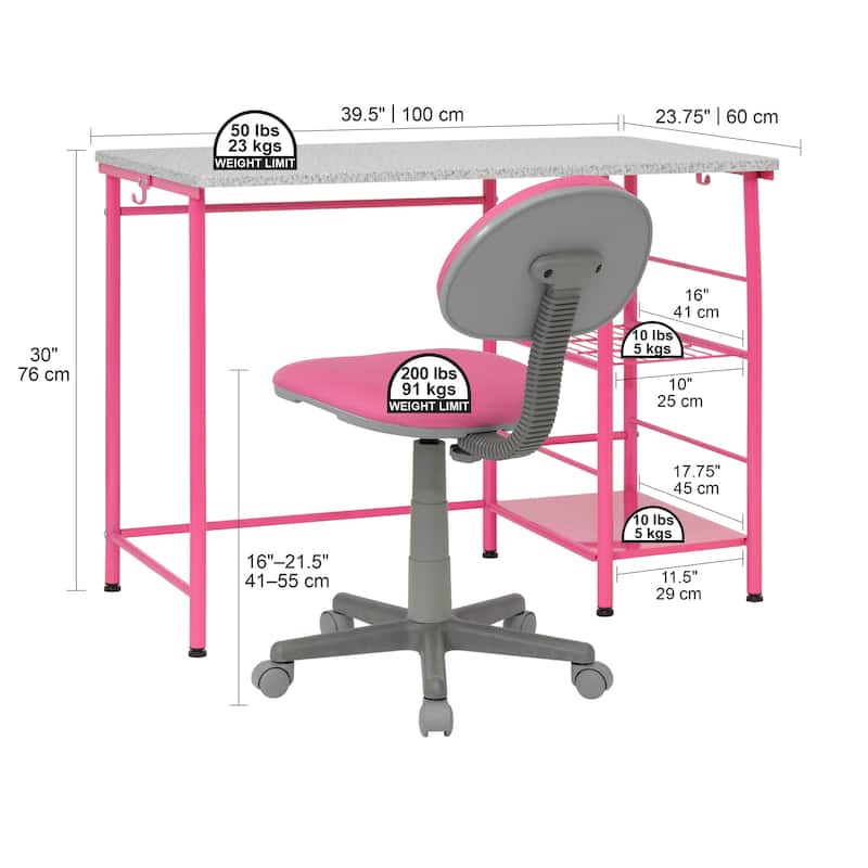 Calico Designs Study Zone II Writing Desk and Chair Set