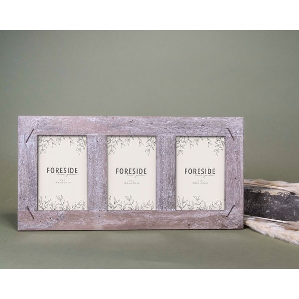 4 x 6 inch Decorative Distressed Wood Picture Frame with Nail Accents -  Holds 3 4x6 Photos - Foreside Home & Garden