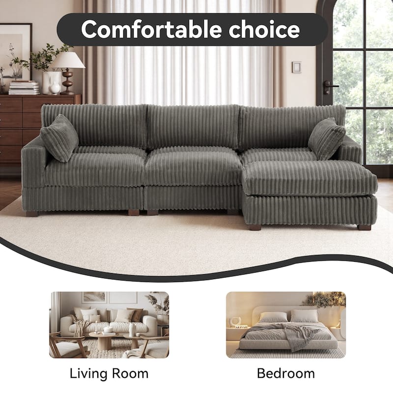Oversized Plush Modular Sectional Sofa Couch with Ottoman
