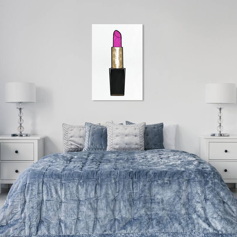 Wynwood Studio Canvas Fashion and Glam Very Pink Lipstick II Gold and Metallic Gold Glam Wall Art Canvas Print - 36 x 24