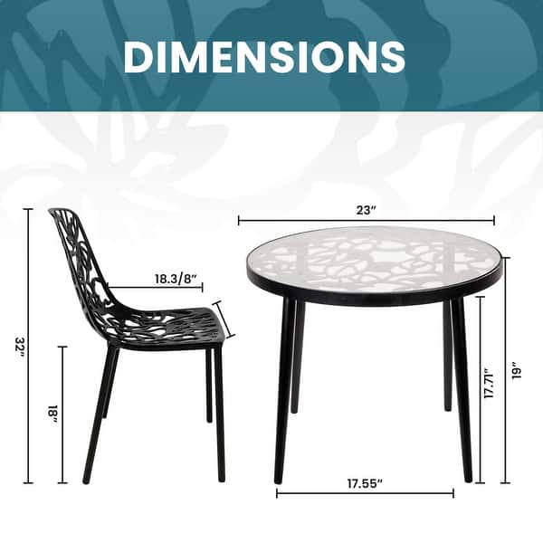 LeisureMod Devon 3-Piece Outdoor Dining Set with Table and 2 Chairs