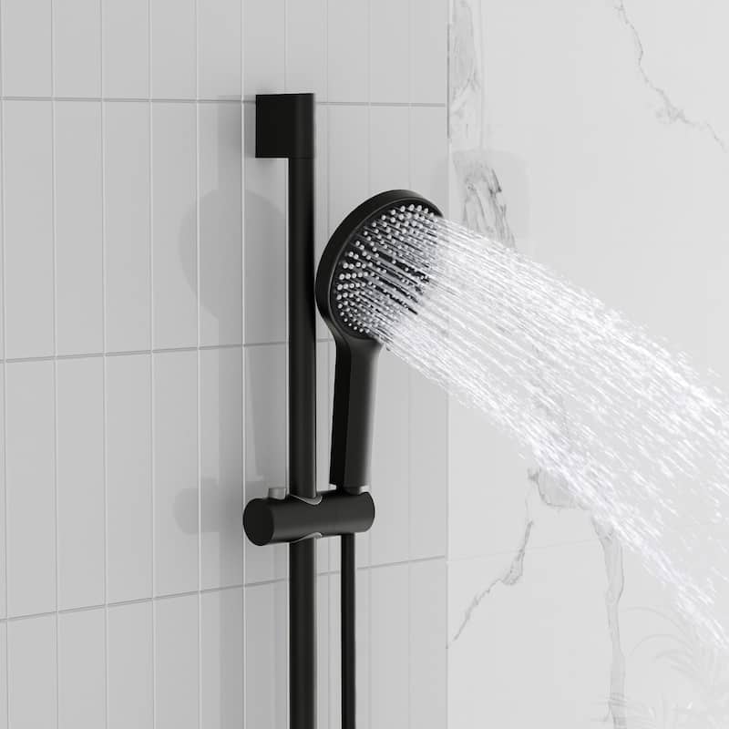 Modland Wall-Mounted Bathtub Faucet with 3-Function Hand Shower, 1.59GPM, Matte Black/Chrome, CUPC Certified