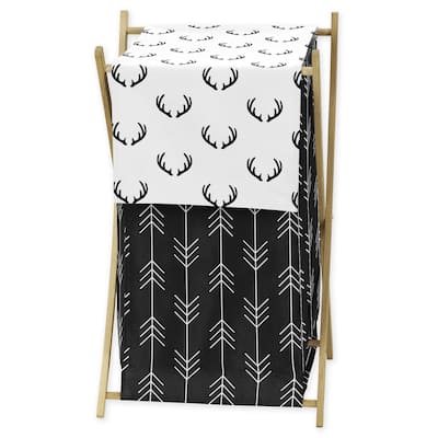 Black and White Woodland Deer Collection Laundry Hamper - Rustic Country Farmhouse Lumberjack Arrow