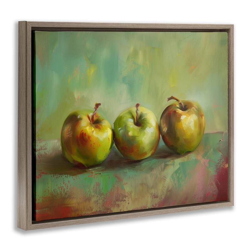 Stupell Traditional Apple Trio Still Life Framed Floater Canvas Wall Art Design By Arlington Prints