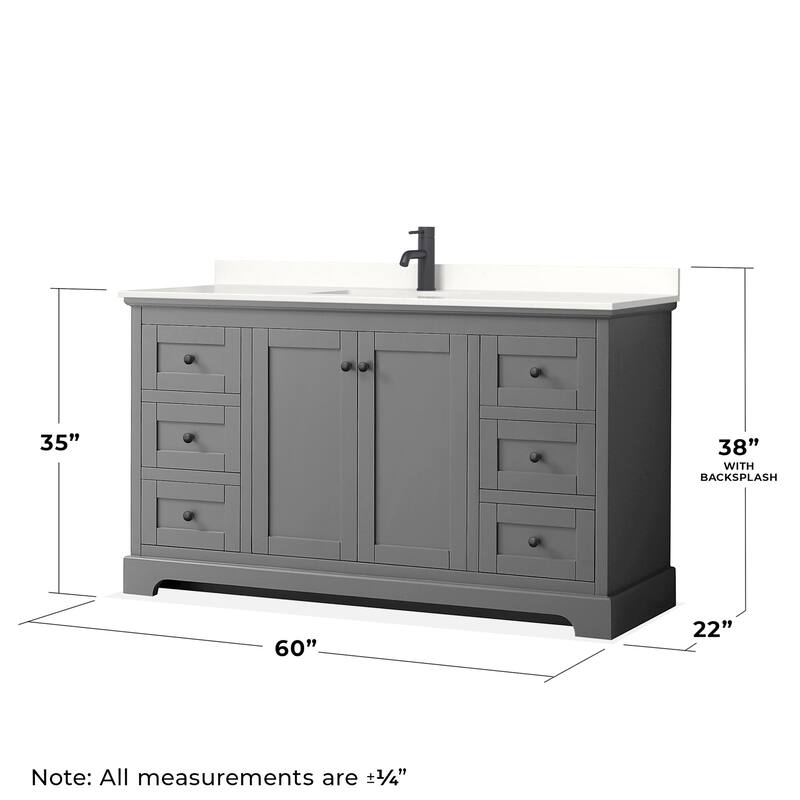 Wyndham Collection WCV232360S-QTZ-UNSM58 Avery 60" Free Standing