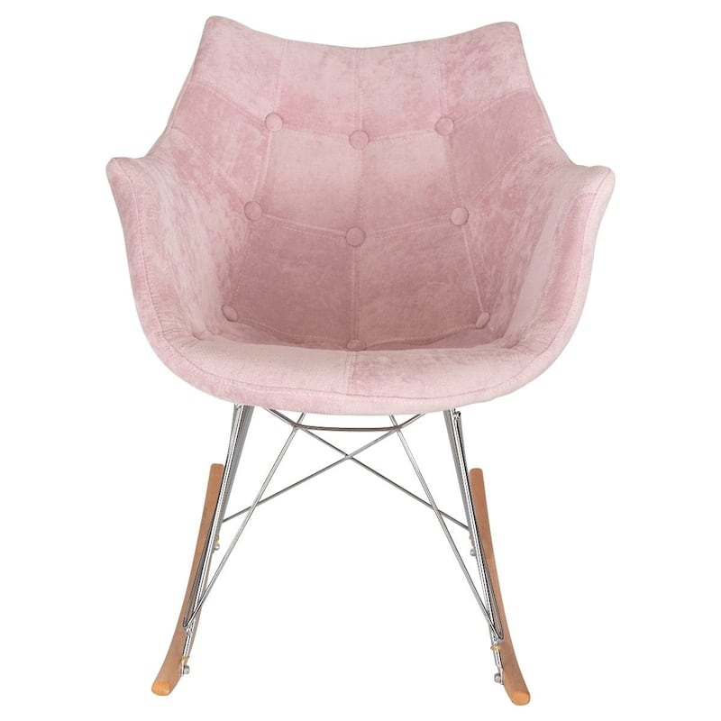 Willow Modern Velvet Upholstered Rocking Nursery Chair - Mid Century Accent Armchair for Home Living Bedroom Indoor & Outdoor