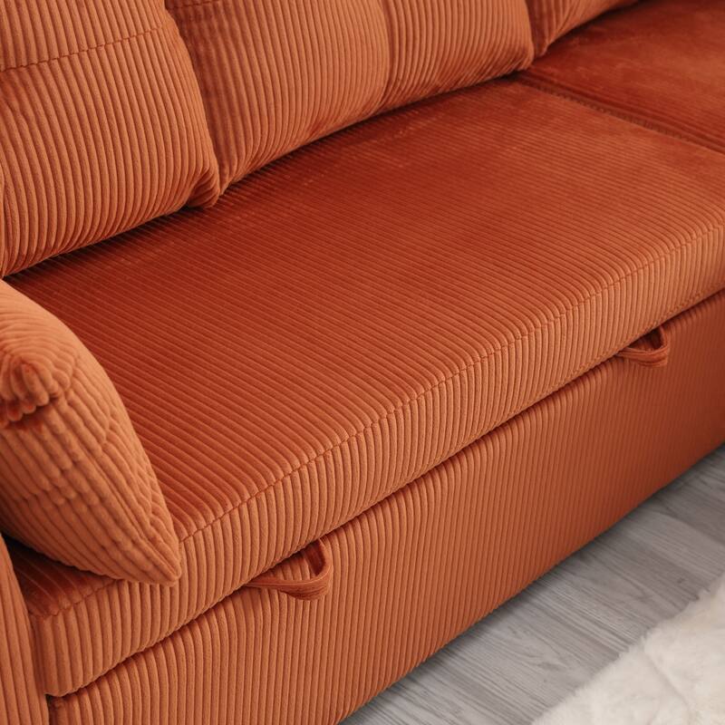 L-shaped multi-functional reversible storage Velvet combination sofa
