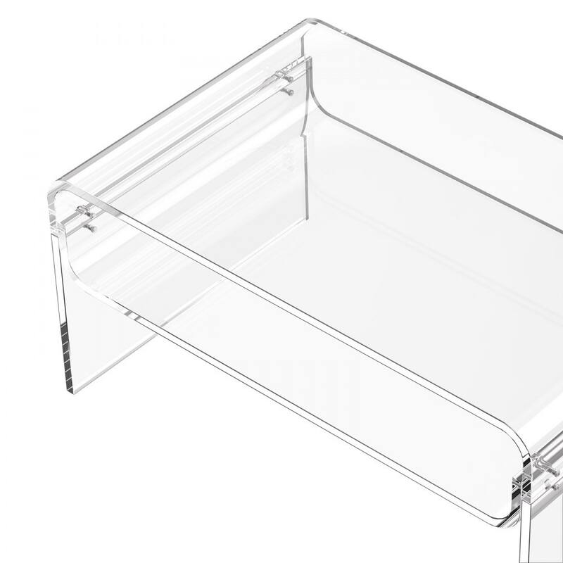Clear Transparent Acrylic 2-Tier Coffee Table with Sturdy Metal Connectors and Storage - 19.7 x 31.5 x 15 in