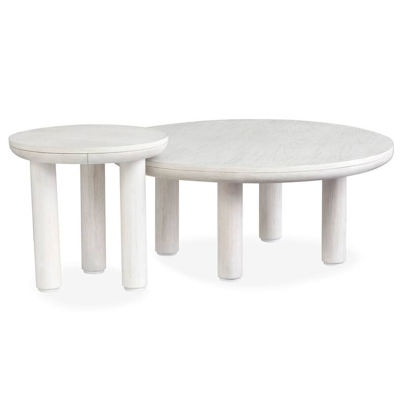 Magnussen Home Sunset Cove Moonlight Pearl Nesting Cocktail Table with Casters - 38''W x 38''D x 16''H