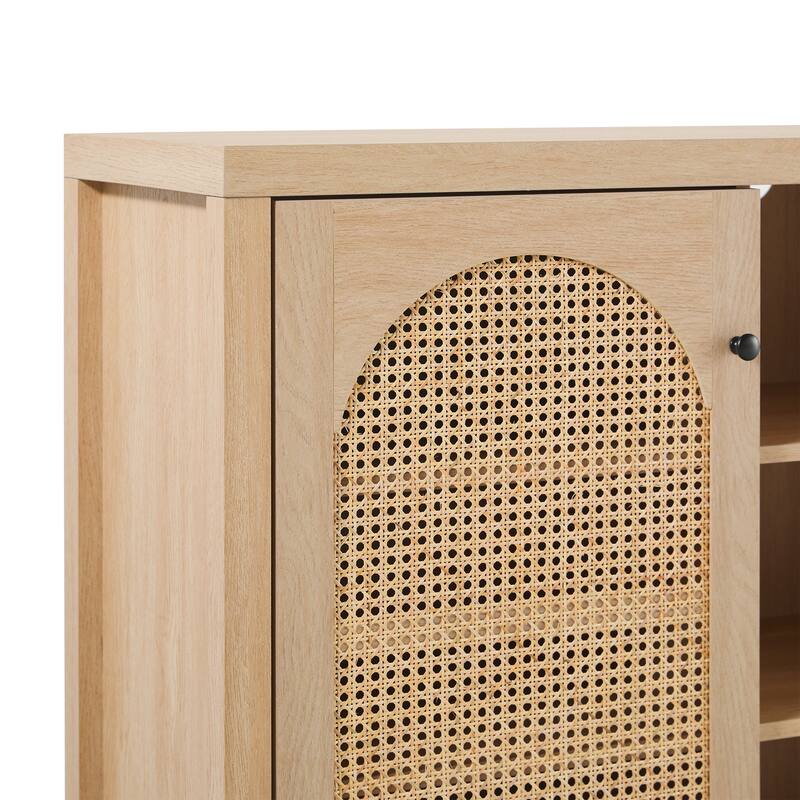 Transitional 58" 2-Door Sideboard with Arched Rattan Panels