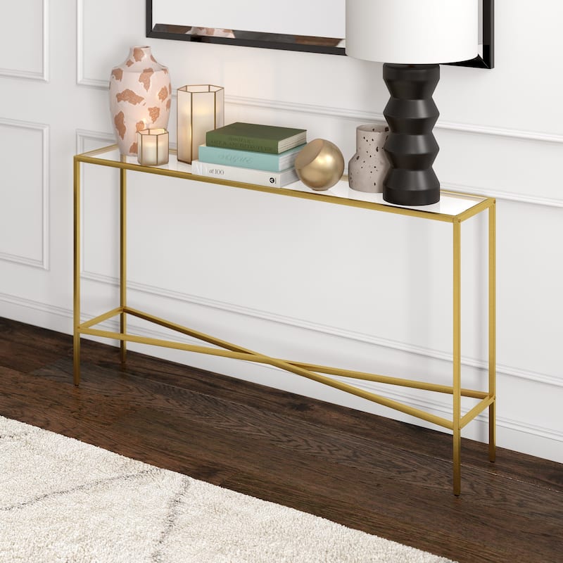 Henley Console Table - 55" Wide - Brass - Glass