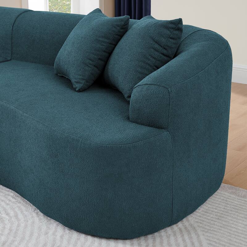 Roomfitters Curved Modular Sectional Sofa in Lamb's Wool Fabric, Modern Compressed Sofa No Assembly, Cozy for Living Room