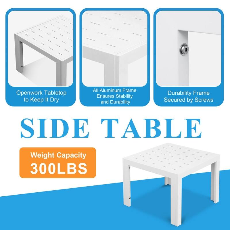 FINCATI Outdoor Furniture Aluminum Patio Set White Aluminum Outdoor Sofa with Thick Cushions and 29 Inch Deep Seat