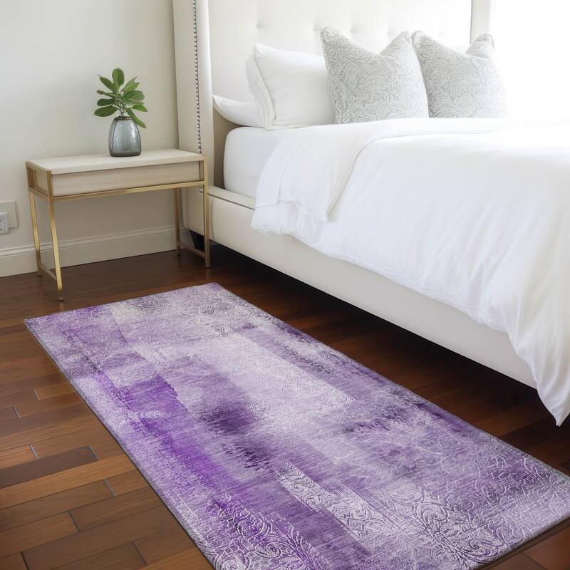 Machine Washable Indoor/ Outdoor Modern Imprints Chantille Rug
