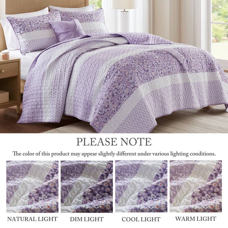 Madison Park Evian 4 Piece Seersucker Quilt Set with Throw Pillow