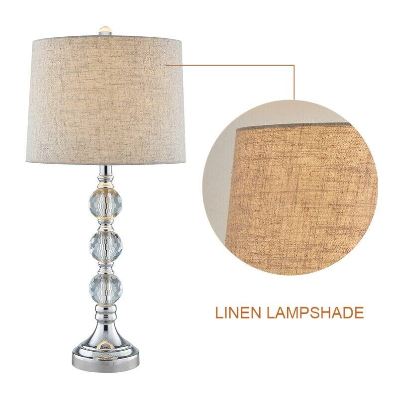 28" Silver Chrome / Clear Bedside Table Lamp Set (Set of 2)