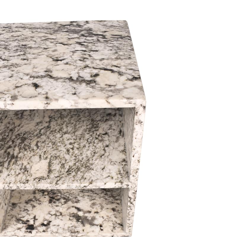 Atarah 20" Modern Natural Marble Handmade Rectangular 2-Shelf End Table, Beige/Dark Taupe, by JONATHAN Y.