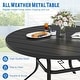 preview thumbnail 5 of 3, 53Inch Round Outdoor Dining Table for 6, Patio Black Steel Slat Table with 1.57" Umbrella Hole