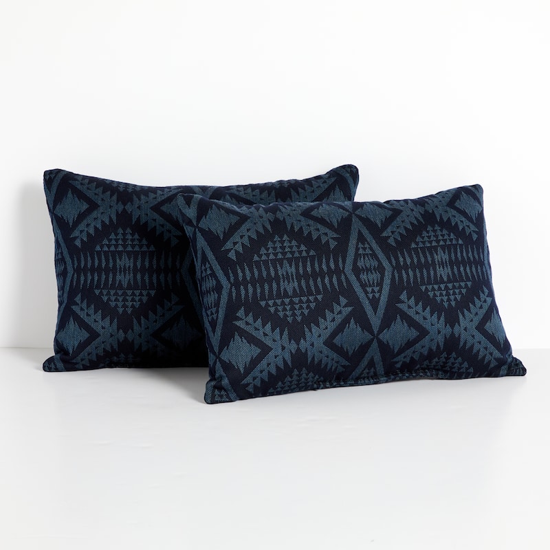 Sunbrella Pendleton Diamond River Printed Indoor/Outdoor Knife Edge Pillow (Set of 2) - 12 in H x 18 in W x 6 in D