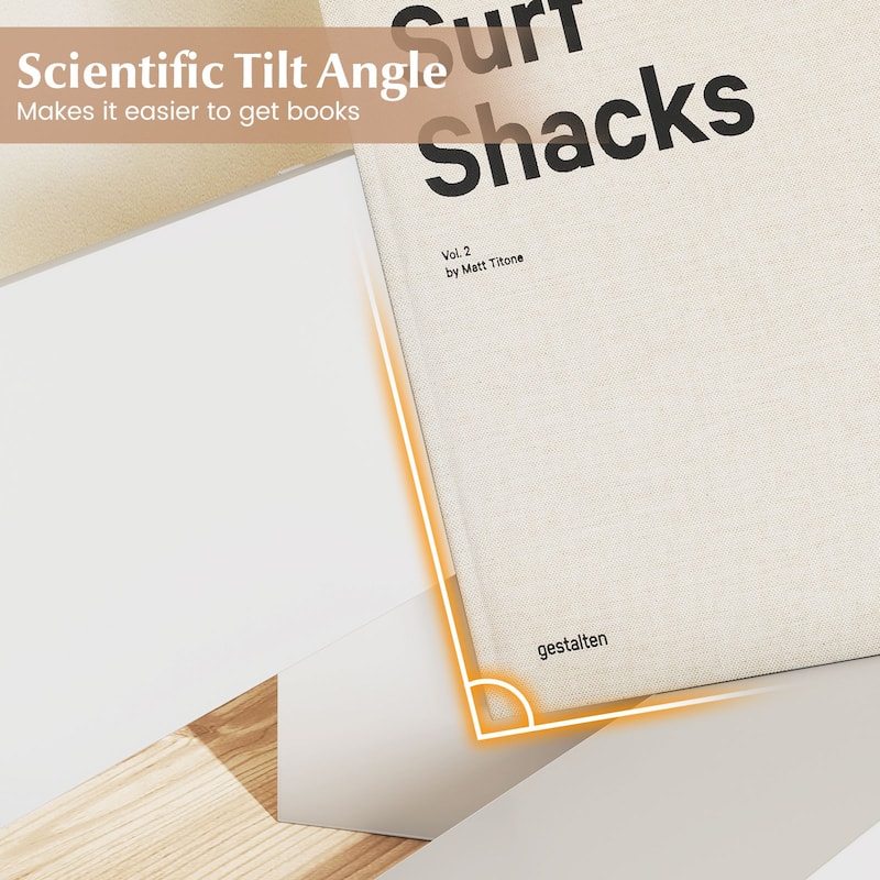 Gymax 2PCS-Wooden Tilting Bookcase Space-Saving Desktop Shelf for