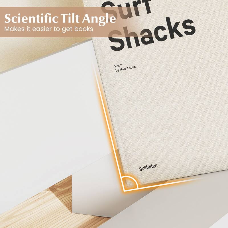 Gymax Wooden Tilting Bookcase Space-Saving Desktop Shelf for Magazines