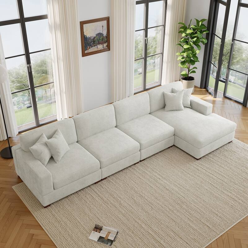 Oversized Modern Chenille L-shape Modular Sectional Sofa with Chaise