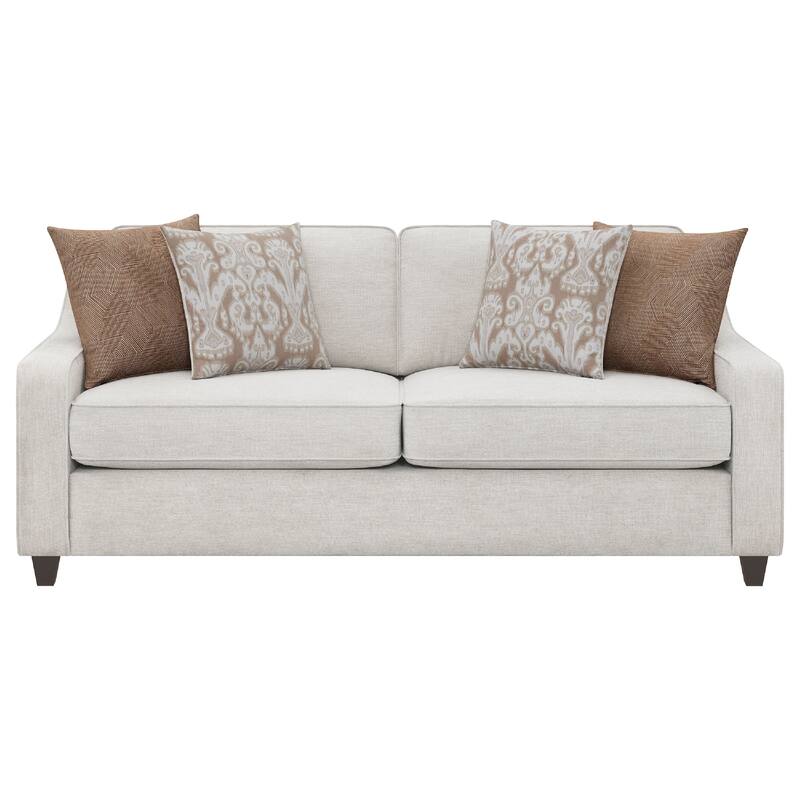 Kristy 2pc Modern Sofa Set, Sloped Track Arms, Beige Chenille