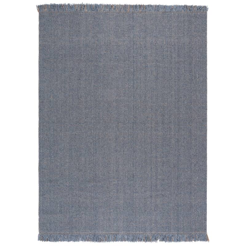 SAFAVIEH Flatweave Natural Wanja Fiber Farmhouse Wool & Jute Rug - 8' x 10' - Navy