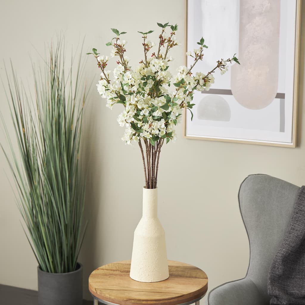 White Faux Foliage Tall Begonia Artificial Flower Stem (Set of 8)