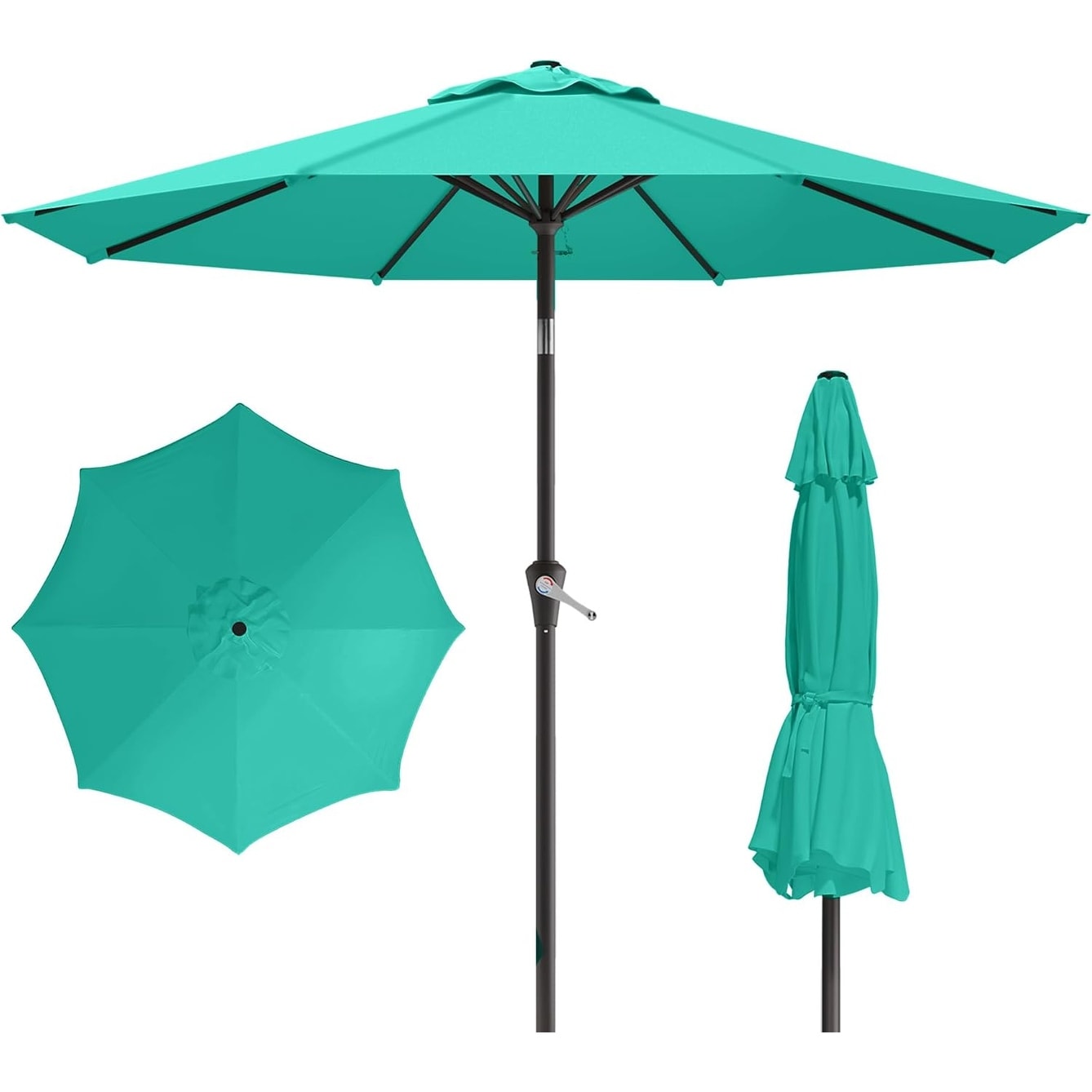 10FT Outdoor Umbrella with Push Button Tilt, Crank, UV Protection & Waterproof for Pool, Backyard, Beach, Deck
