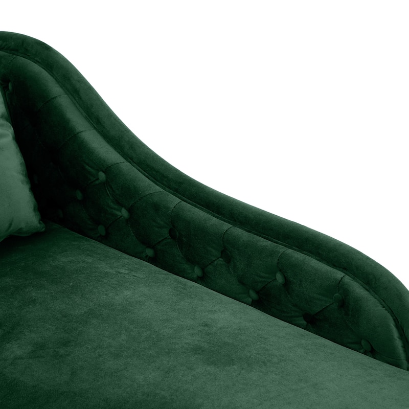 Christopher Knight Home - Bressi Modern Velvet Upholstered Chaise Lounge with Tufted Backrest, Nailhead Trim & Pillow