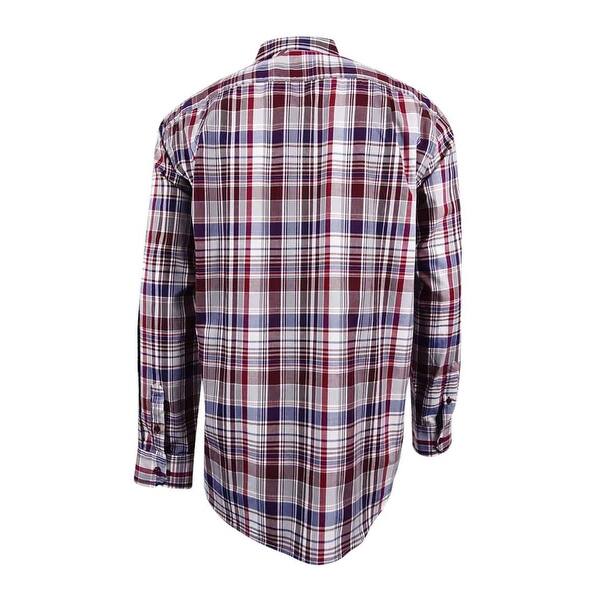 Shop Tasso Elba Men S Plaid Shirt Xl Port Combo Port Combo