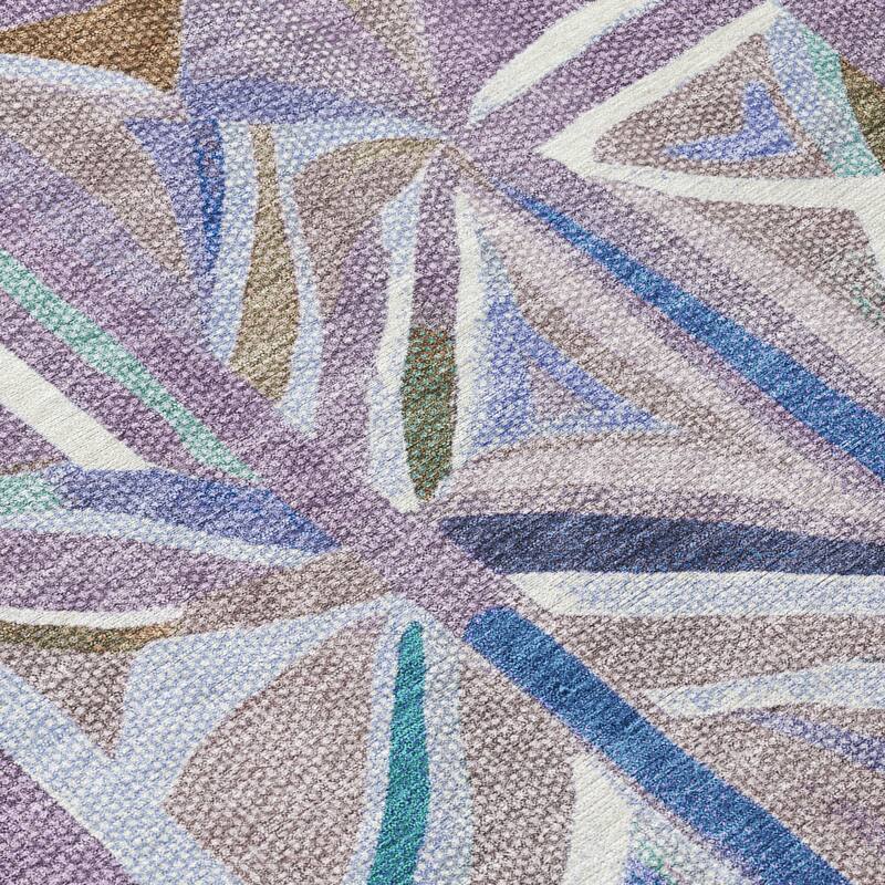 Machine Washable Indoor/ Outdoor Modern Mosaic Chantille Rug