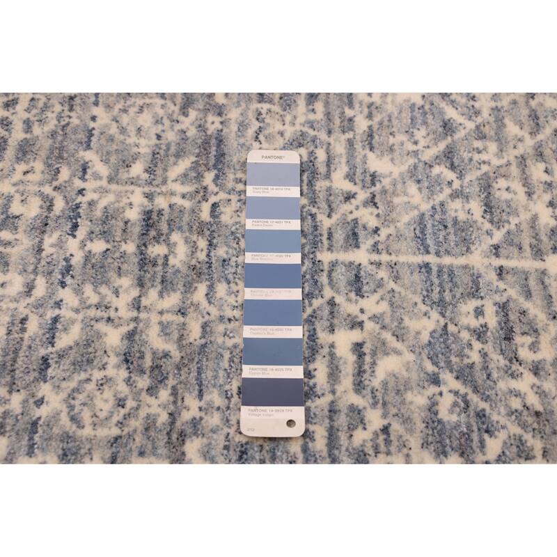 ECARPETGALLERY Hand Loomed Elysian Denim Blue Wool Rug - 8'0 x 9'11