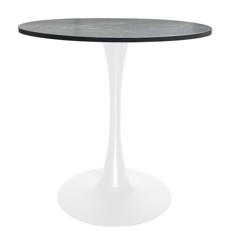 Bristol 27" Round Dining Table with MDF TableTop & White Pedestal Base for Kitchen & Dining Room
