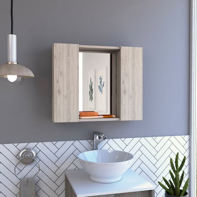 Artemisa Medicine Cabinet with Double Door, Mirror, and External Shelf - N/A