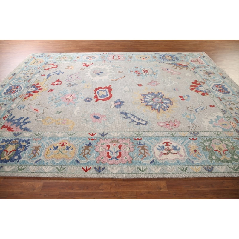 Grey Oushak Oriental Area Rug Handmade Wool Carpet - 9'1"x 11'10"