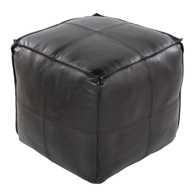 The Curated Nomad Najah Square Leather Pouf