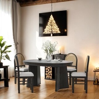 5-Piece Retro Functional Dining Set with 1 Extendable Dining Table and ...
