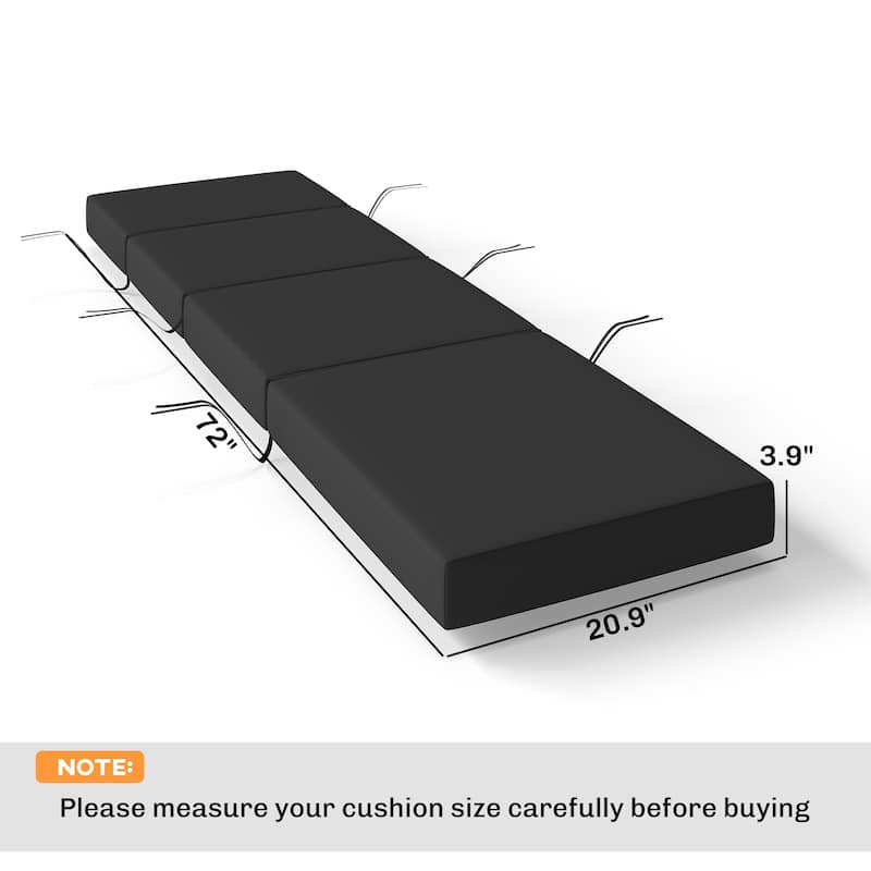 Outsunny Chaise Lounge Cushion, 4" Thick Outdoor Lounge Chair Cushion with Non-Slip Ties