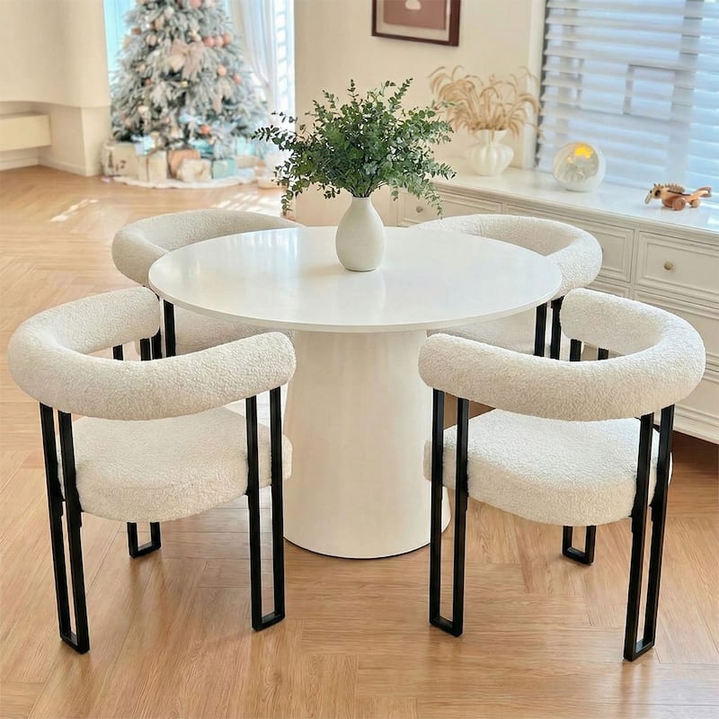 Boucle Upholstered Arm Chair(Set of 4)