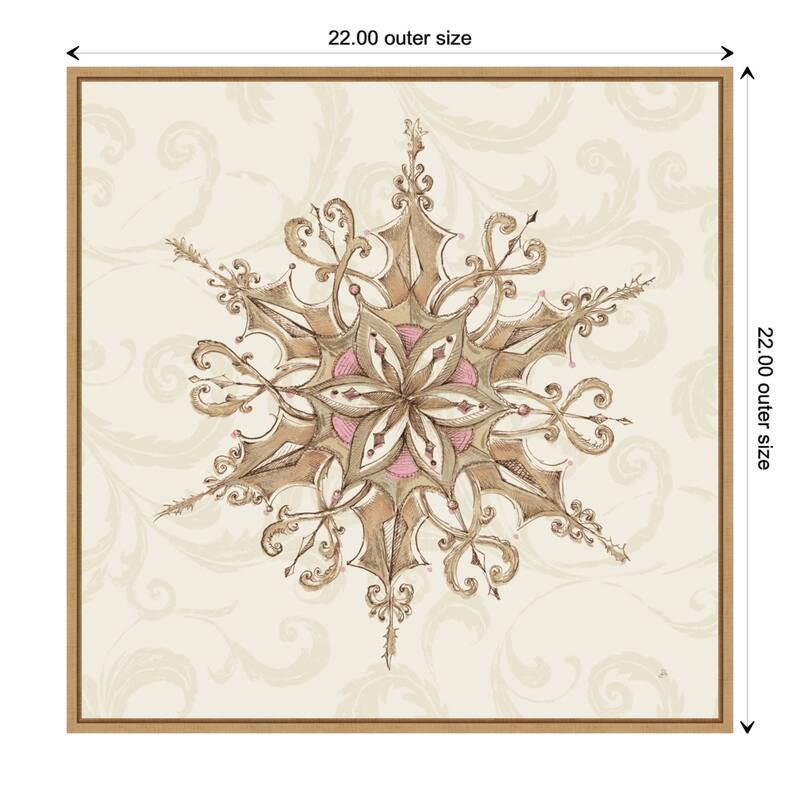 Elegant Season Snowflake I Pink by Daphne Brissonnet Canvas Art Framed - 22 x 22 in