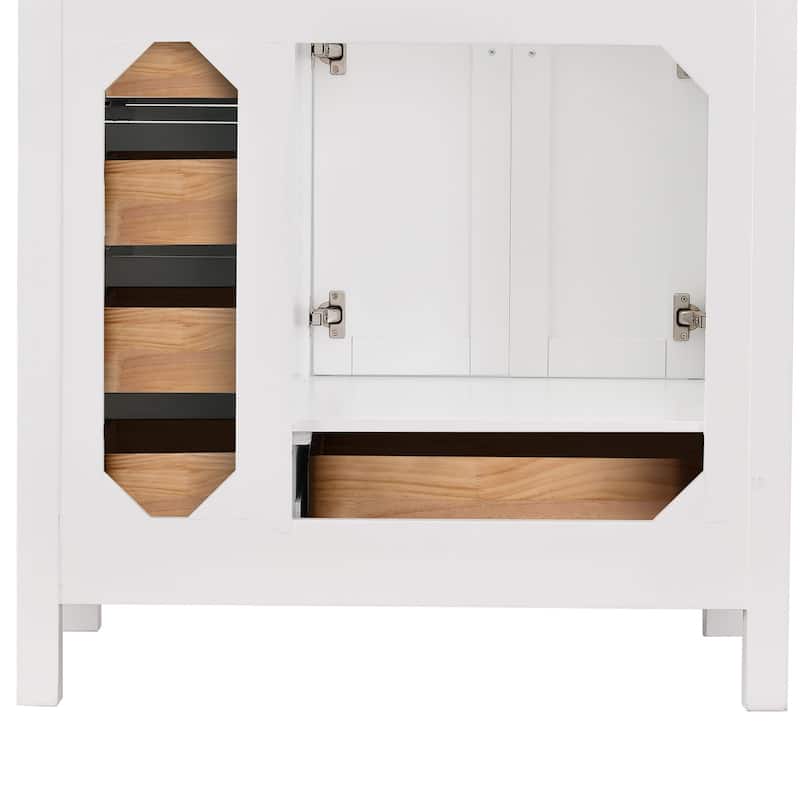 StarrySky 36 inch Undermount Left Sink Bathroom Vanity with Engineered Carrara Marble Top
