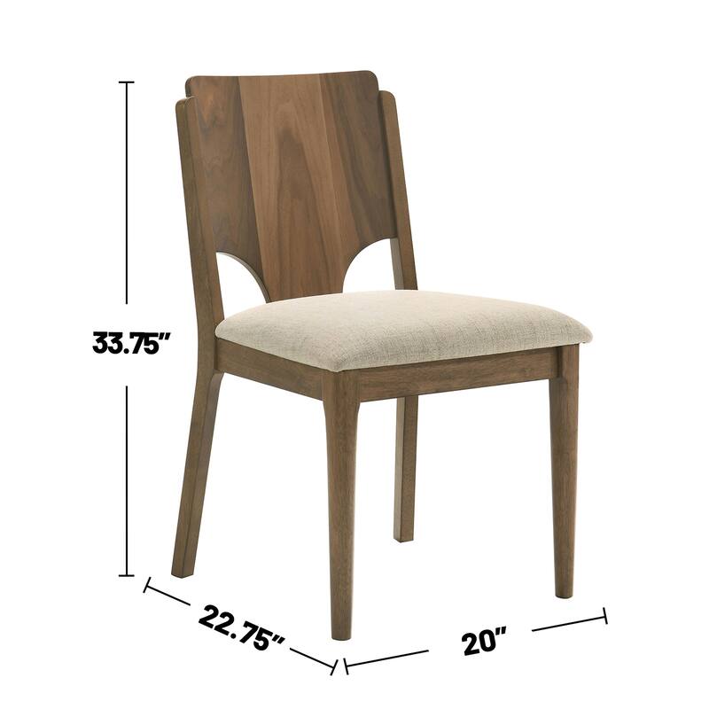 5-piece Rectangular Wooden Dining Table Set with Padded Seat in Walnut and Beige