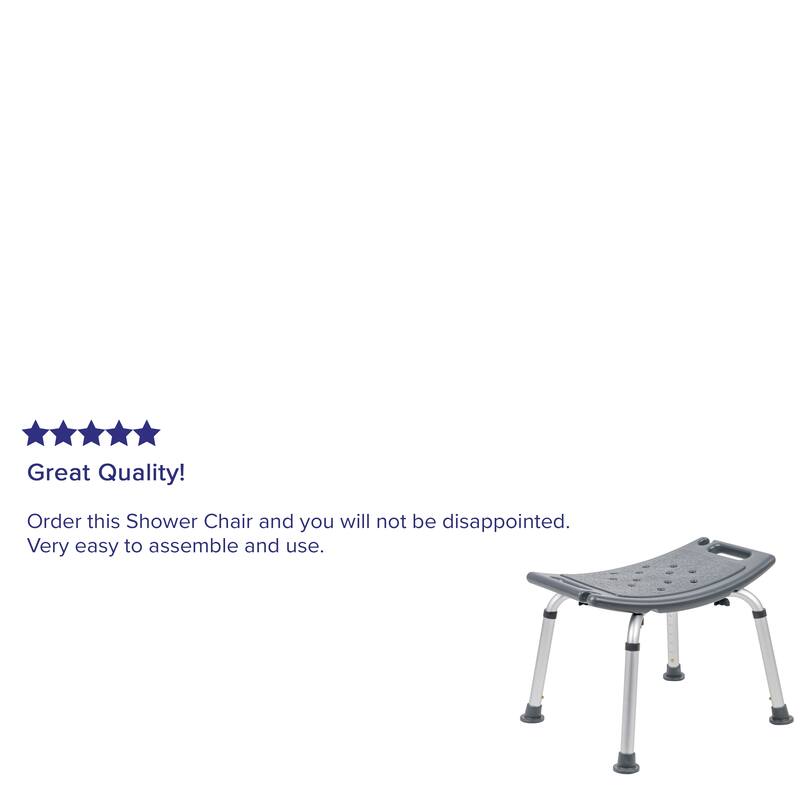 Tool-Free 300 Lb. Capacity, Adjustable Bath & Shower Chair w/Non-slip Feet - 17"D x 19"W x 14.5" - 21.5"H