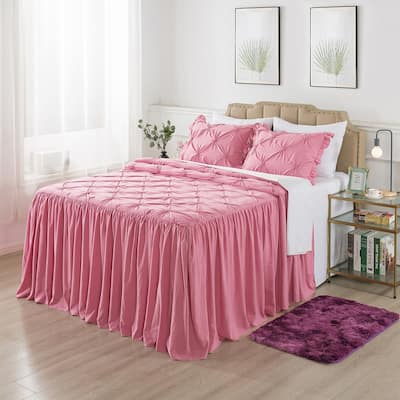 4/5 PCS Shabby Chic Farmhouse Style Ruffle Skirt Bedspread