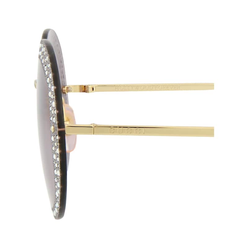 Gucci Round-Frame Metal Sunglasses