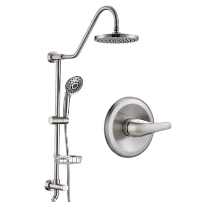Wall Mounted Shower Faucet With Handheld Shower 8 Inch Shower Head Combo Set Rainfall Exposed Pipe Shower System With Soap Dish