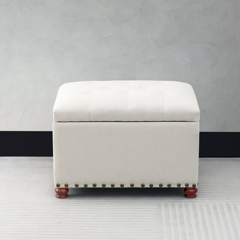 Adeco High End, Classy, Tufted Storage Bench, Ottoman Footstool