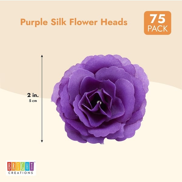 Mini Purple Silk Artificial Flower Heads for Crafts, Decorations (2 In